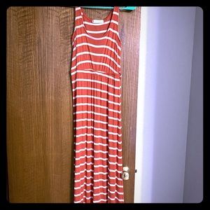 Burnt orange stripe maxi dress